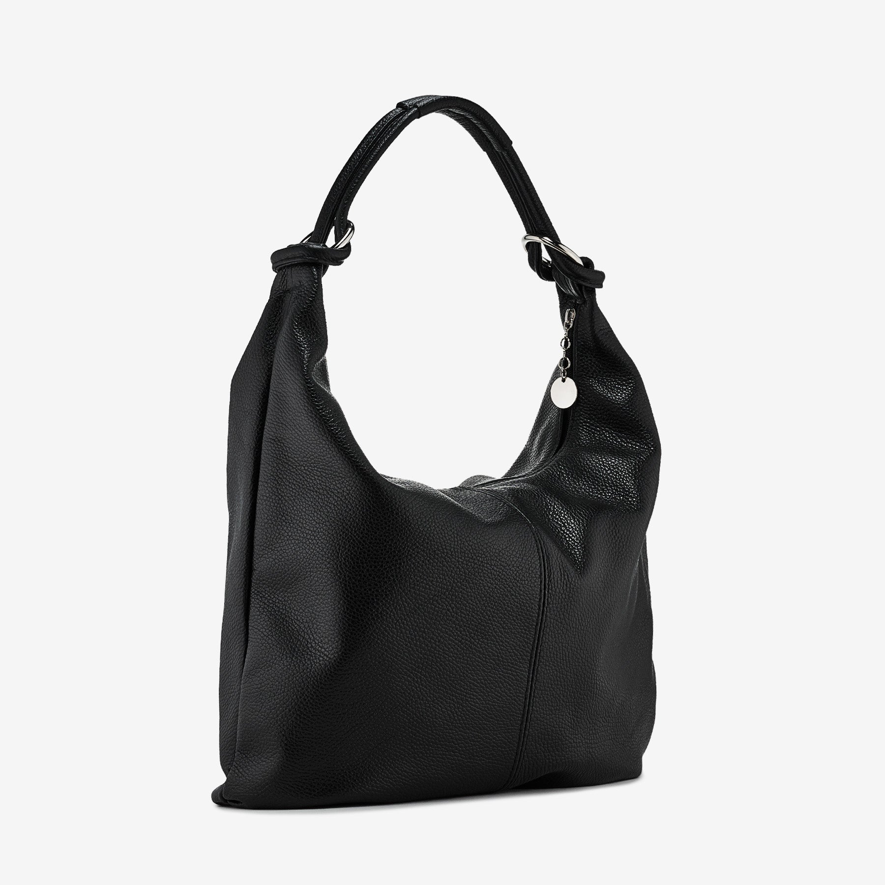 VIAVERDI Black Leather Hobo Bag Made in Italy