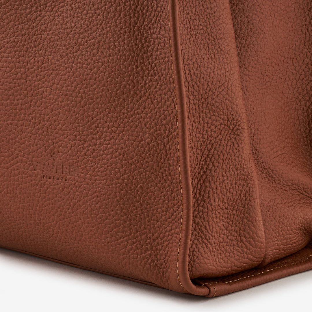 Borsa Tote in Pelle Marrone VIAVERDI Made in Italy