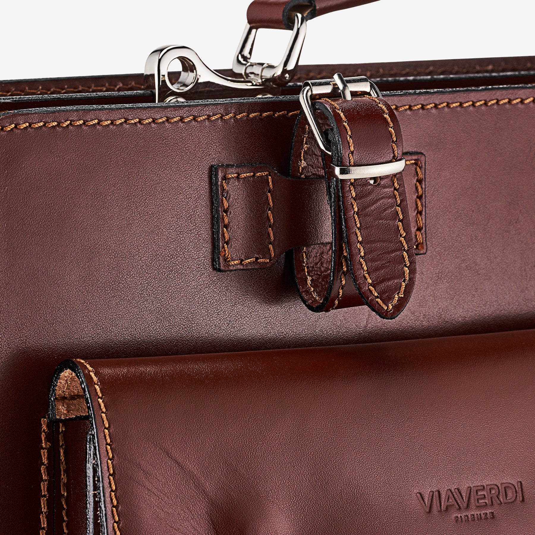 Borsa da Lavoro in Pelle Marrone VIAVERDI Made in Italy - Porta Ombrelli e Pc 15.6