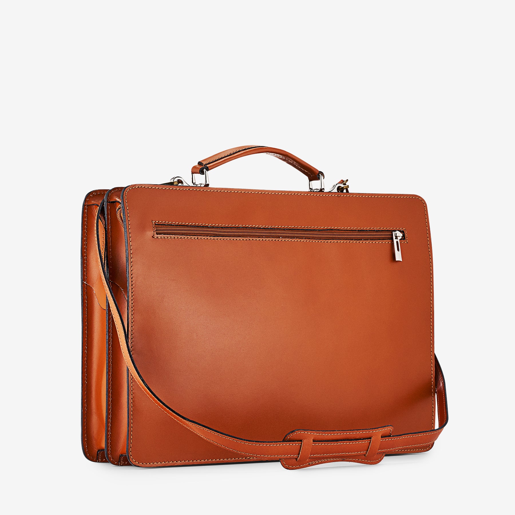 Borsa da Lavoro in Pelle color Cuoio VIAVERDI Made in Italy - Porta Ombrelli e Pc 15.6