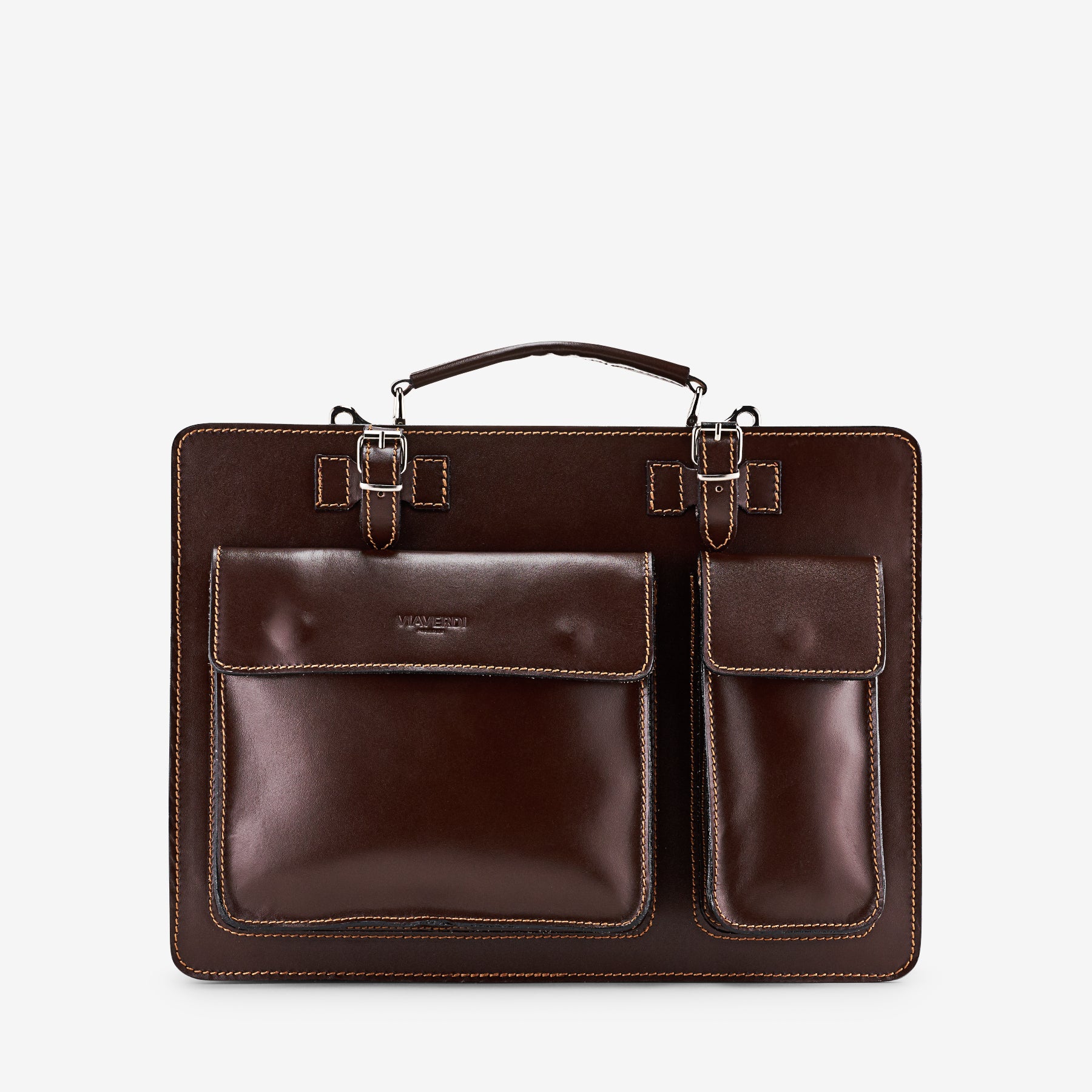 Borsa a mano in pelle morbida effetto martellato color marrone con