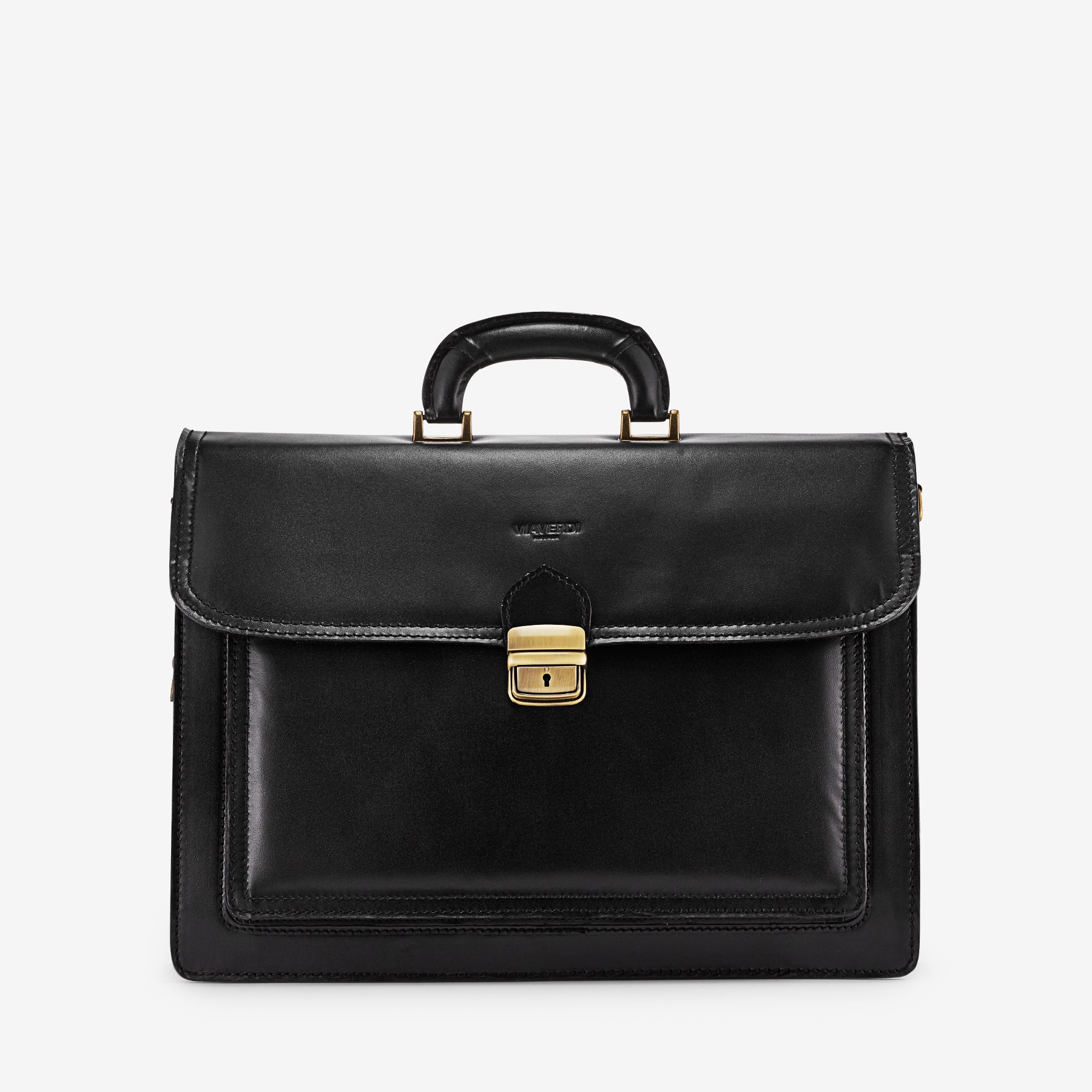 Cartella in Pelle Nera VIAVERDI Made in Italy - 3 Soffietti Pc 15.6