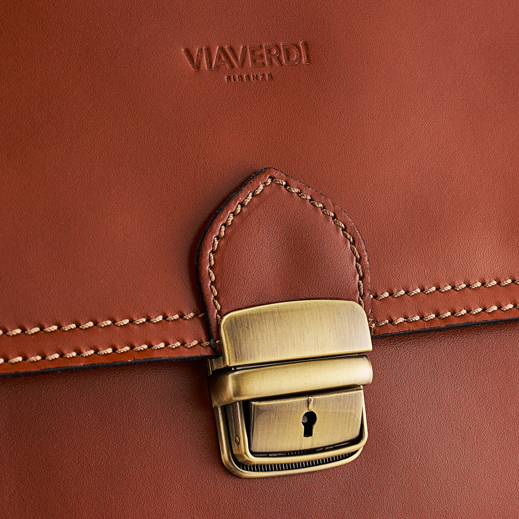 Cartella in Pelle Color Cuoio VIAVERDI Made in Italy - 3 Soffietti Pc 15.6