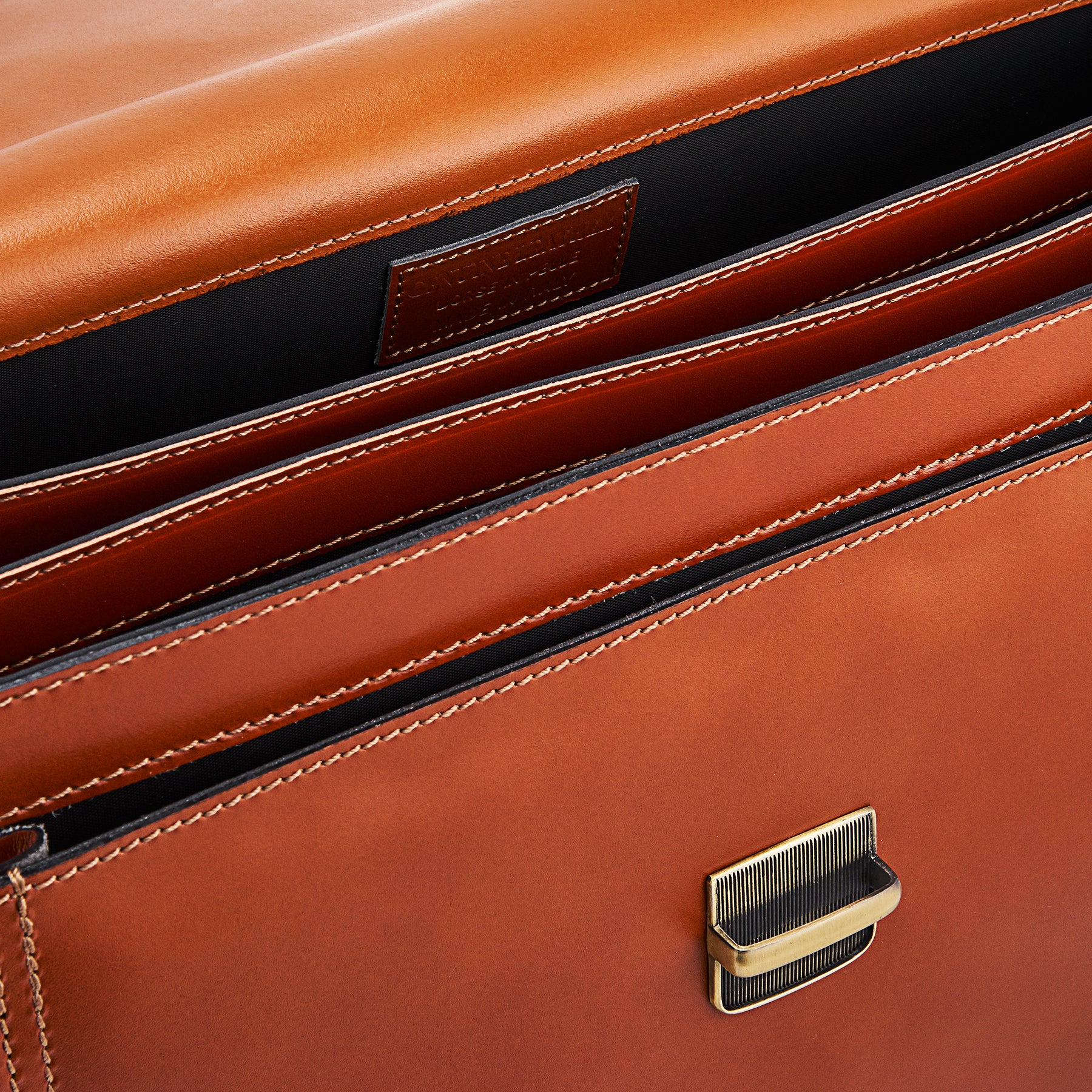 Cartella in Pelle Color Cuoio VIAVERDI Made in Italy - 3 Soffietti Pc 15.6