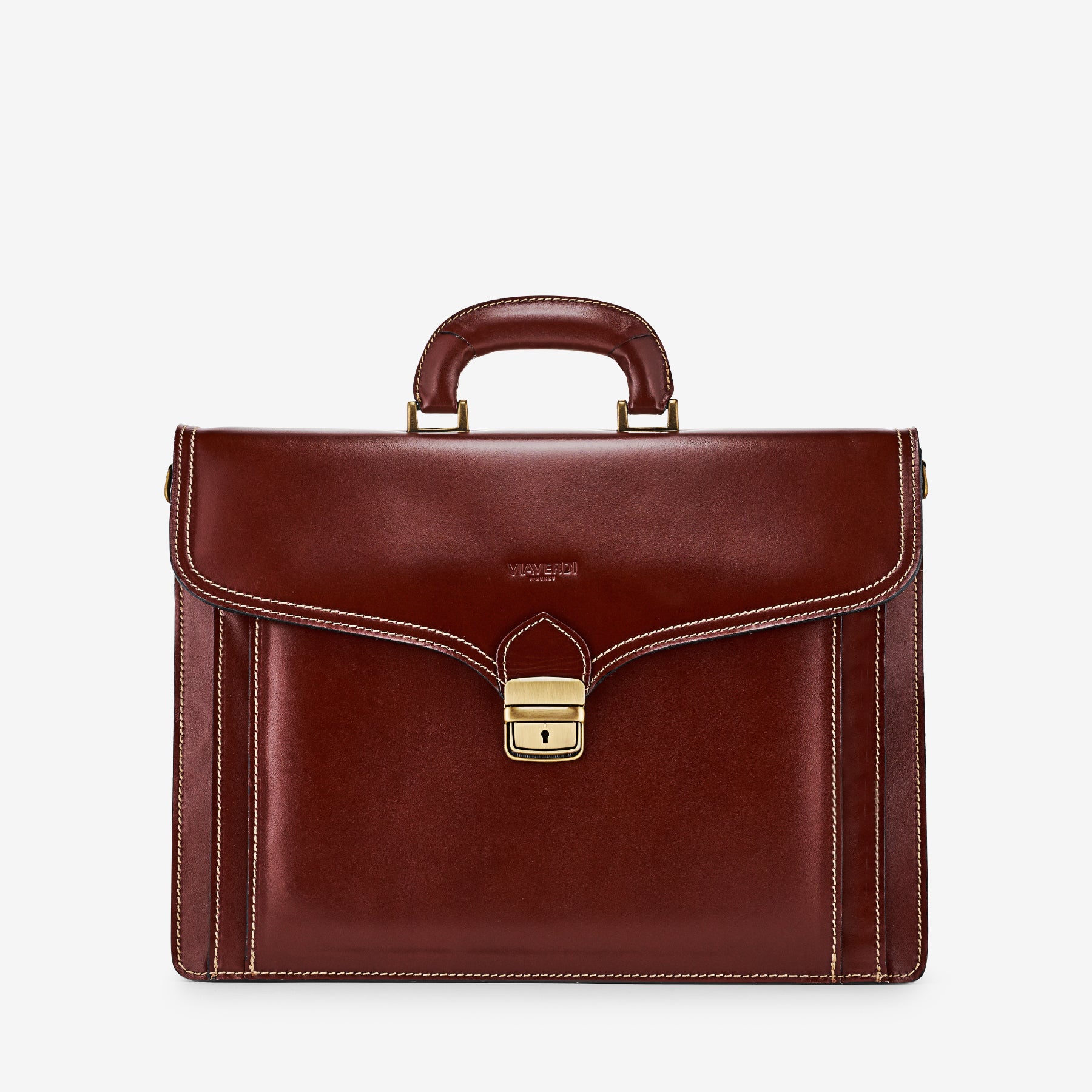 Cartella in Pelle Marrone VIAVERDI Made in Italy - 3 Soffietti Pc 15.6