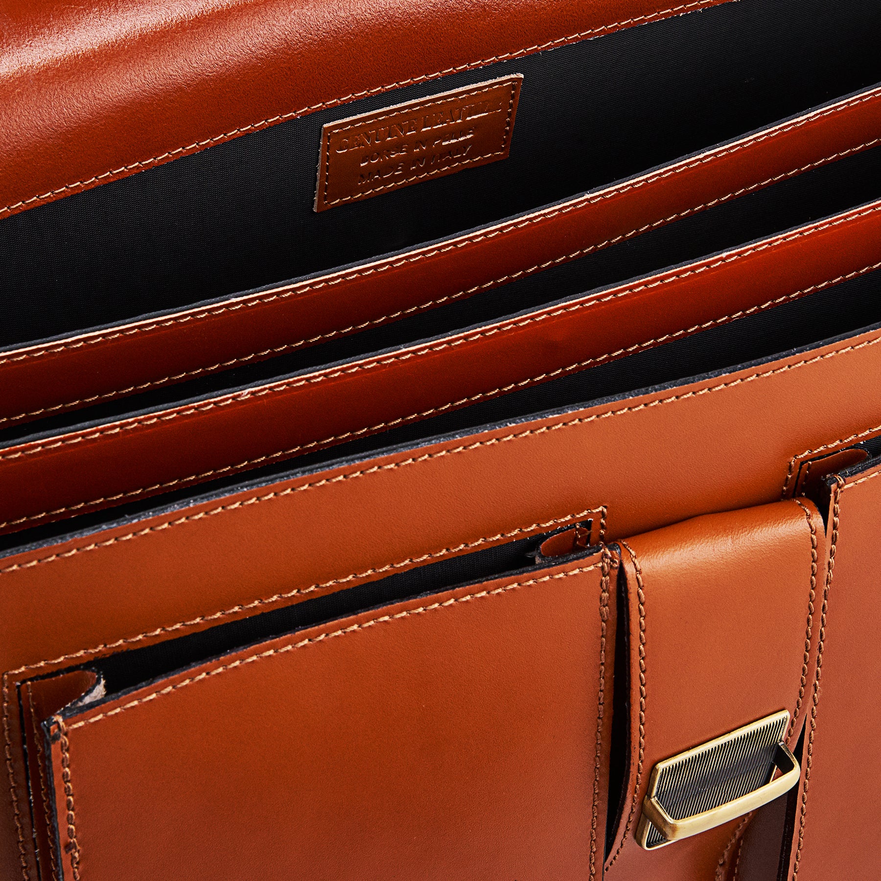 Cartella in Pelle color Cuoio VIAVERDI Made in Italy - 3 Soffietti Pc 15.6