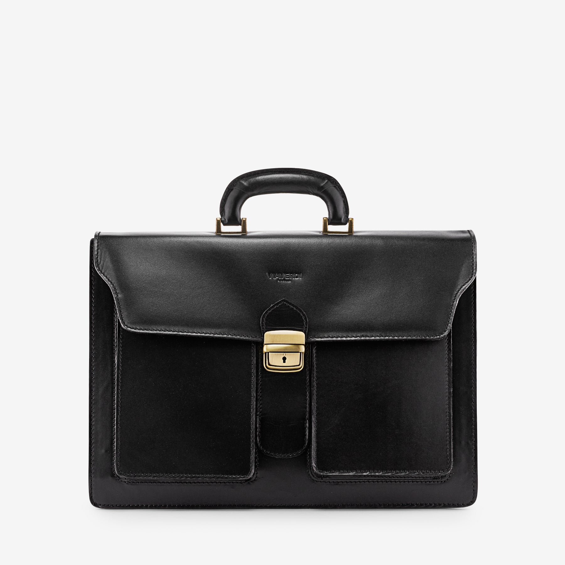 Cartella in Pelle Nera VIAVERDI Made in Italy - 3 Soffietti Pc 15.6