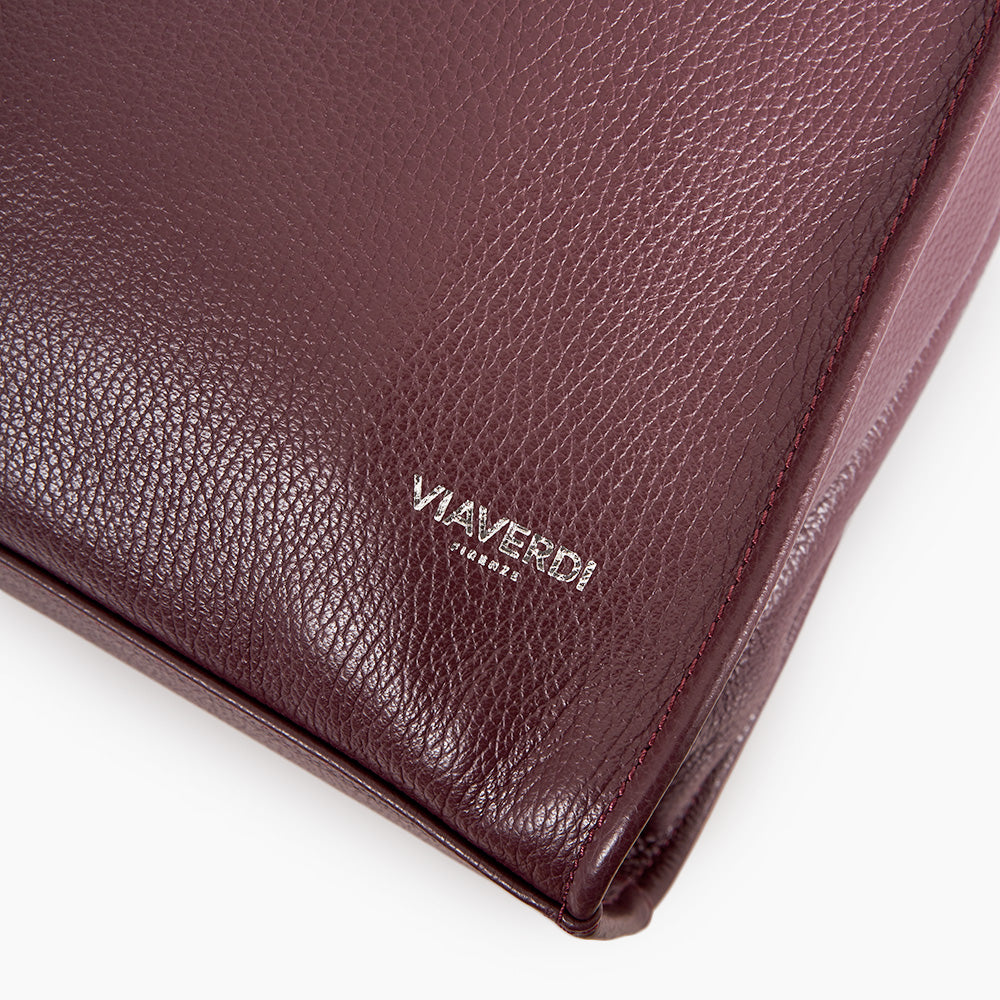 Borsa Tote in Pelle Bordeaux VIAVERDI Made in Italy