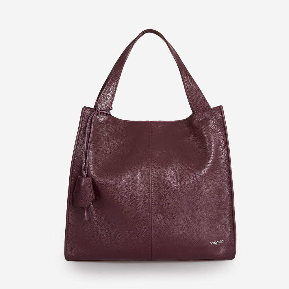 Borsa Tote in Pelle Bordeaux VIAVERDI Made in Italy