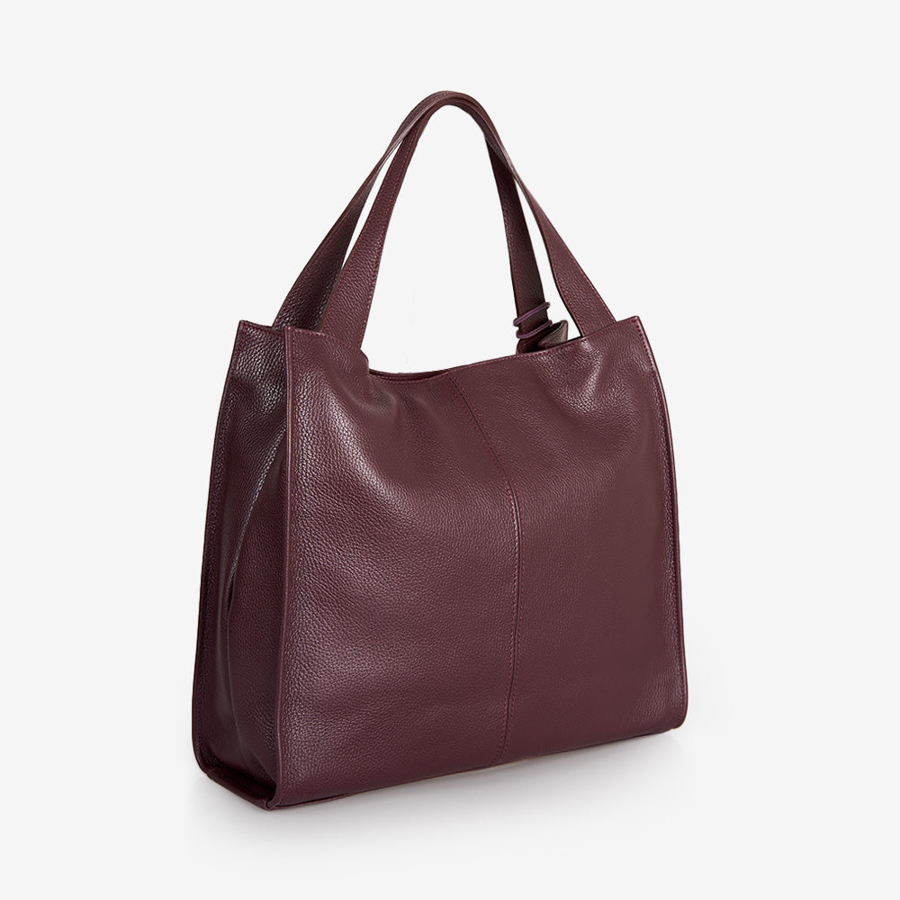 Borsa Tote in Pelle Bordeaux VIAVERDI Made in Italy