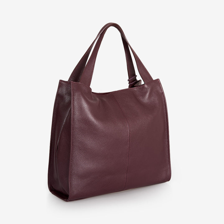 Borsa Tote in Pelle Bordeaux VIAVERDI Made in Italy