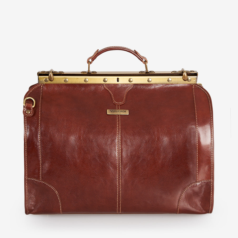 Borsa Medico Grande in Pelle Marrone VIAVERDI Made in Italy