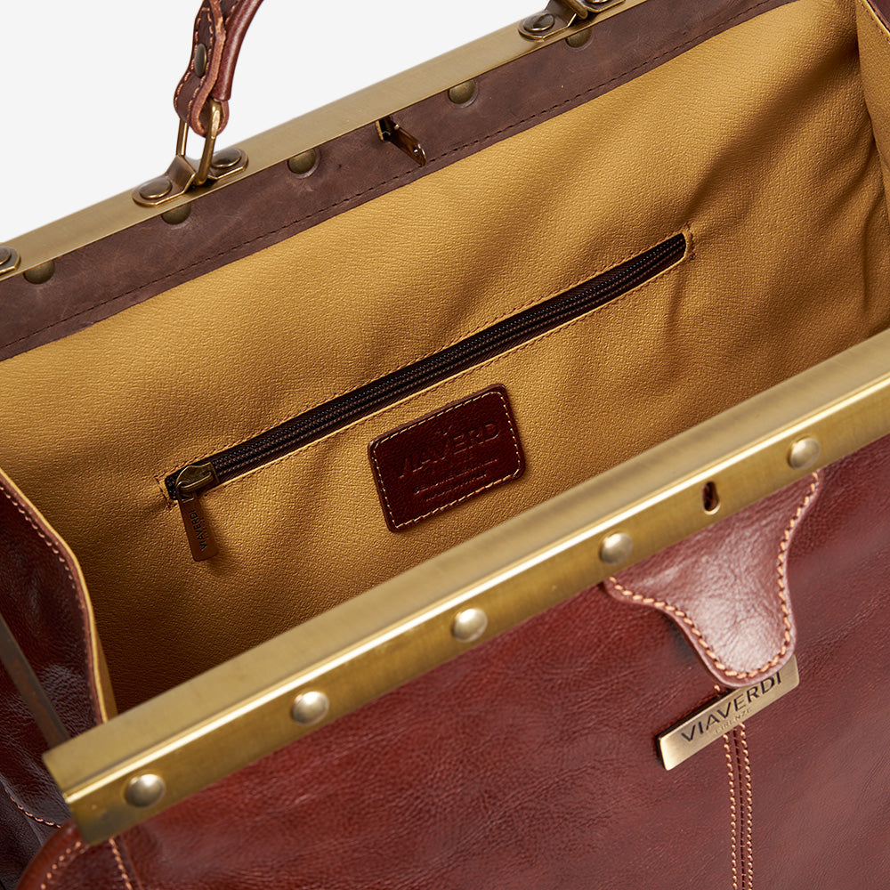 Borsa Medico Grande in Pelle Marrone VIAVERDI Made in Italy
