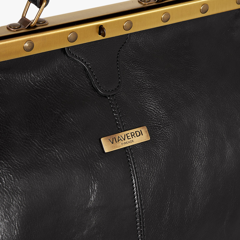 Borsa Medico Grande in Pelle Nera VIAVERDI Made in Italy