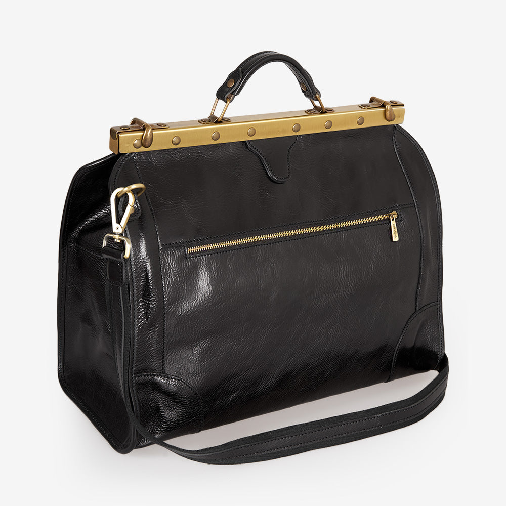 Bolso de Médico Grande de Piel Negra VIAVERDI Made in Italy