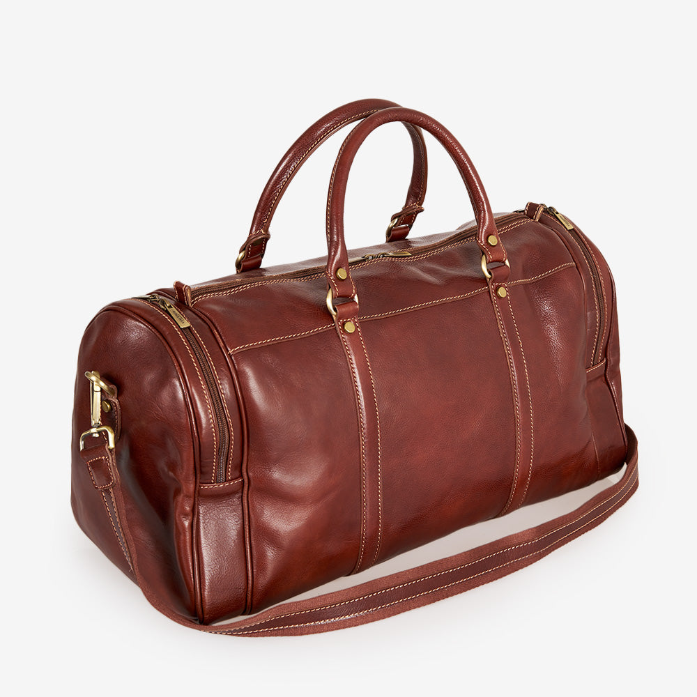 Borsone da Viaggio in Pelle Marrone VIAVERDI Made in Italy