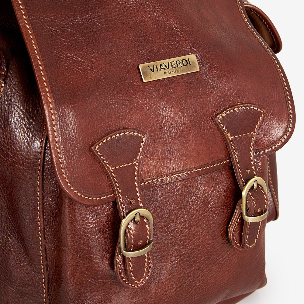 Zaino in Pelle Marrone VIAVERDI Made in Italy