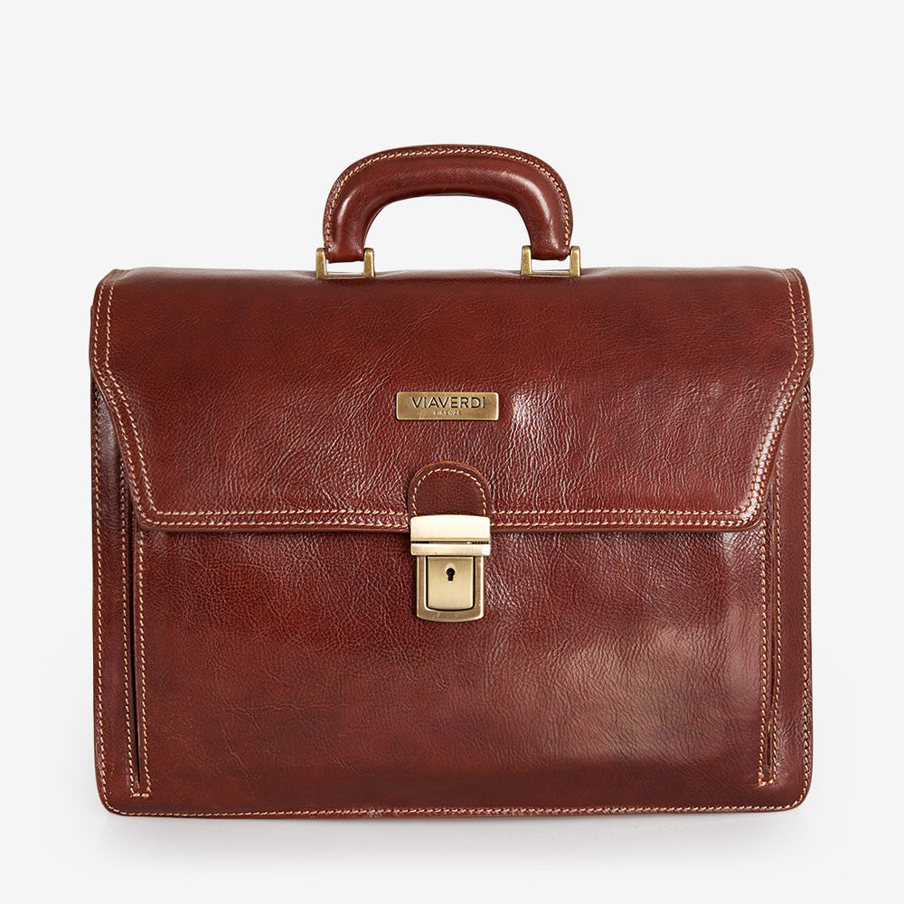 Cartella da Lavoro in Pelle Marrone VIAVERDI Made in Italy