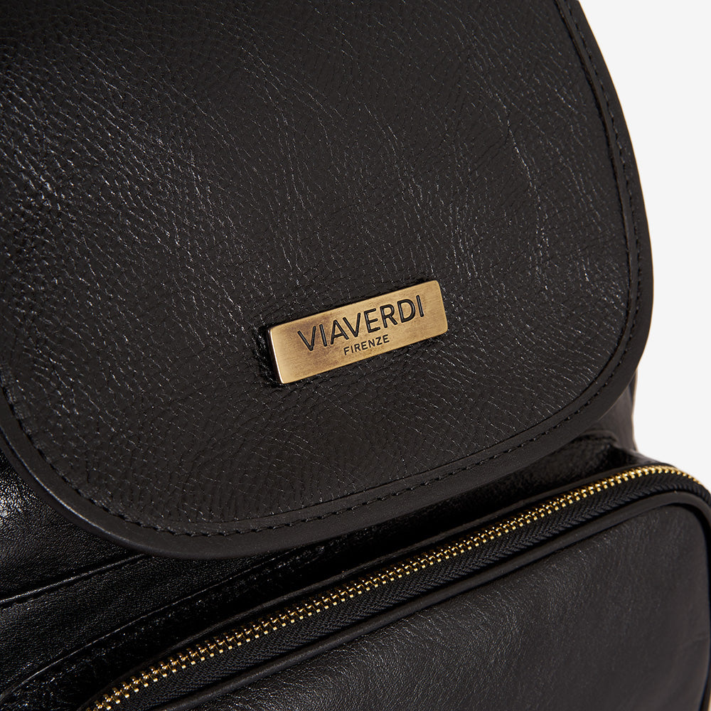 Zaino in Pelle Nera VIAVERDI Made in Italy