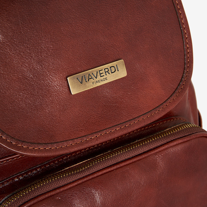 Mochila de Piel Negra VIAVERDI Made in Italy