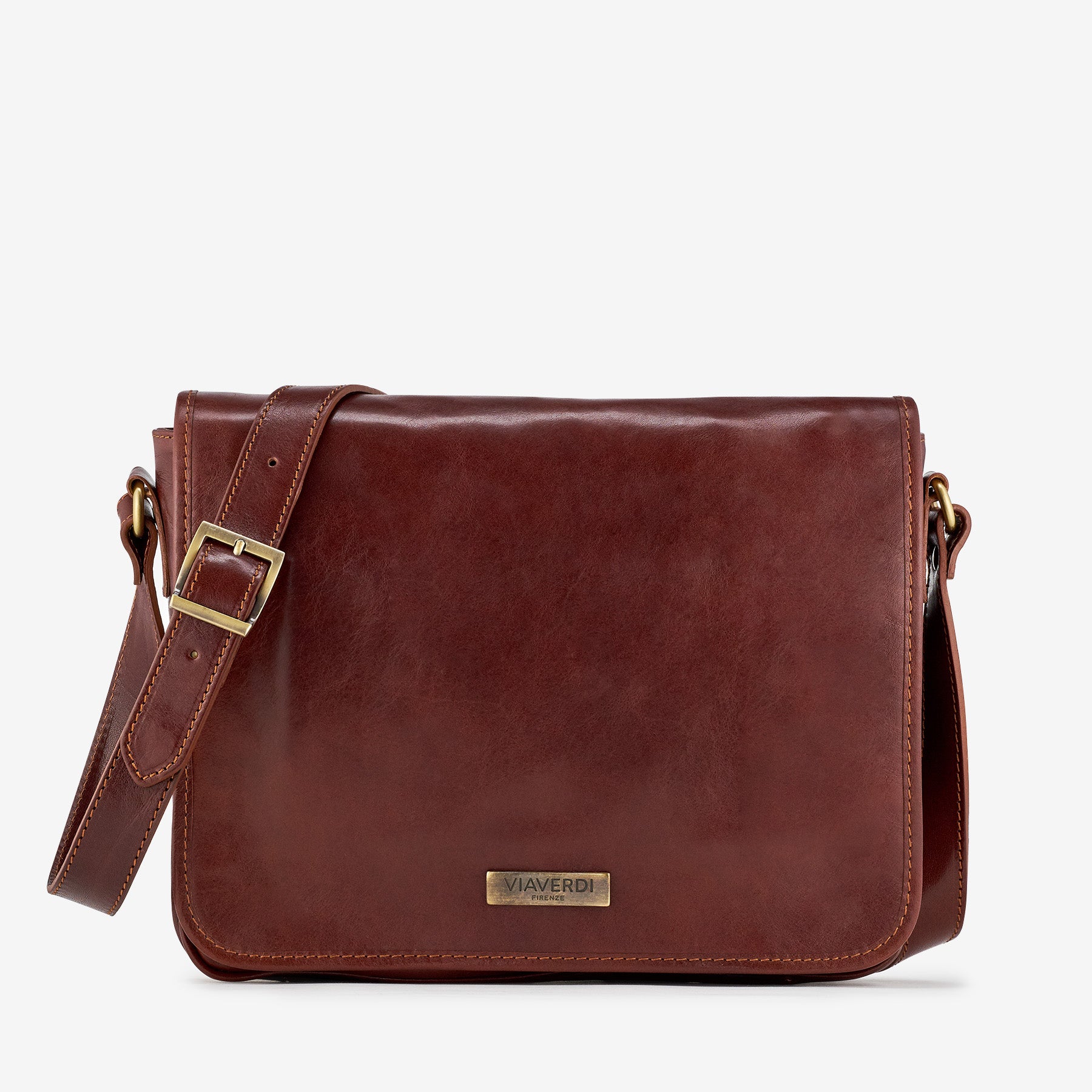 Bolso de Hombro de Piel Marrón VIAVERDI Made in Italy