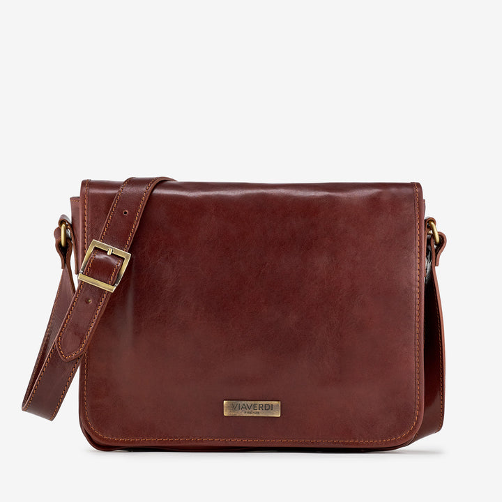 Borsa Messenger a Tracolla in Pelle Marrone VIAVERDI Made in Italy