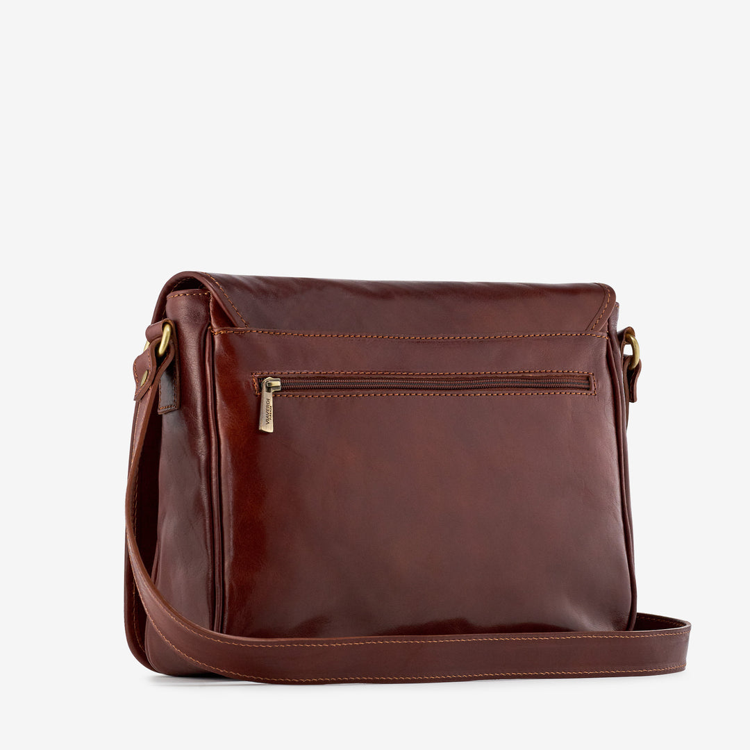 Borsa Messenger a Tracolla in Pelle Marrone VIAVERDI Made in Italy