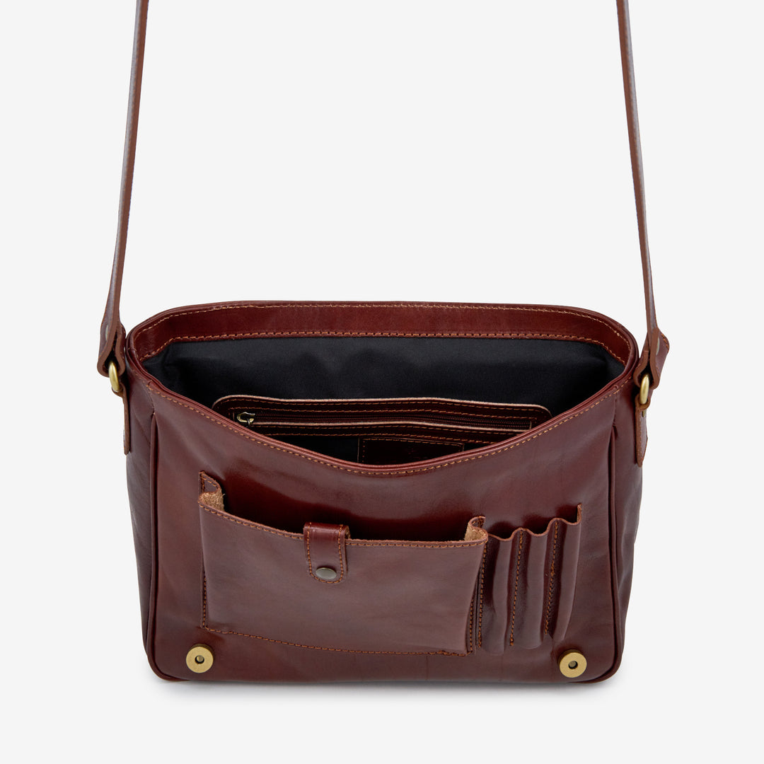 Borsa Messenger a Tracolla in Pelle Marrone VIAVERDI Made in Italy