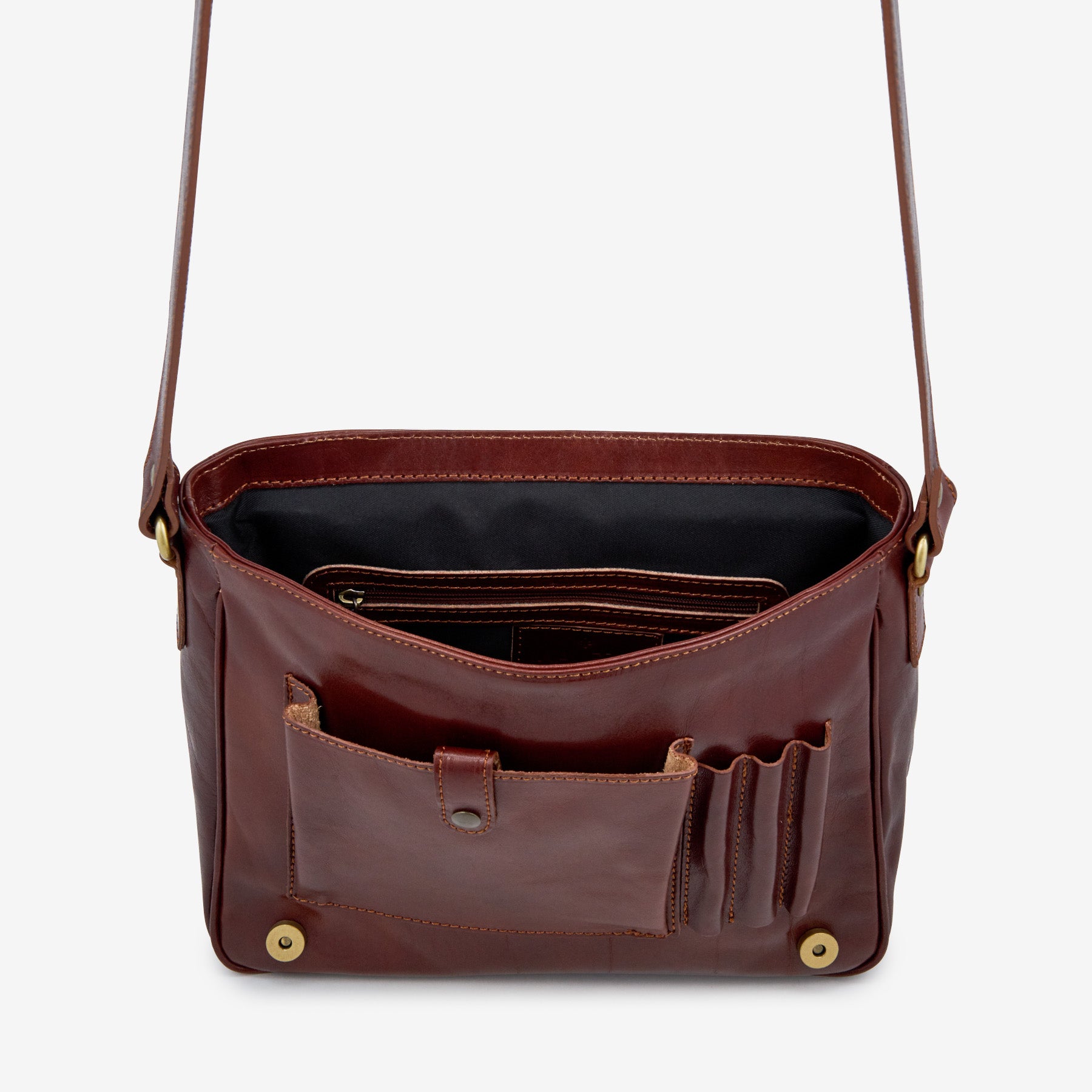 Bolso de Hombro de Piel Marrón VIAVERDI Made in Italy