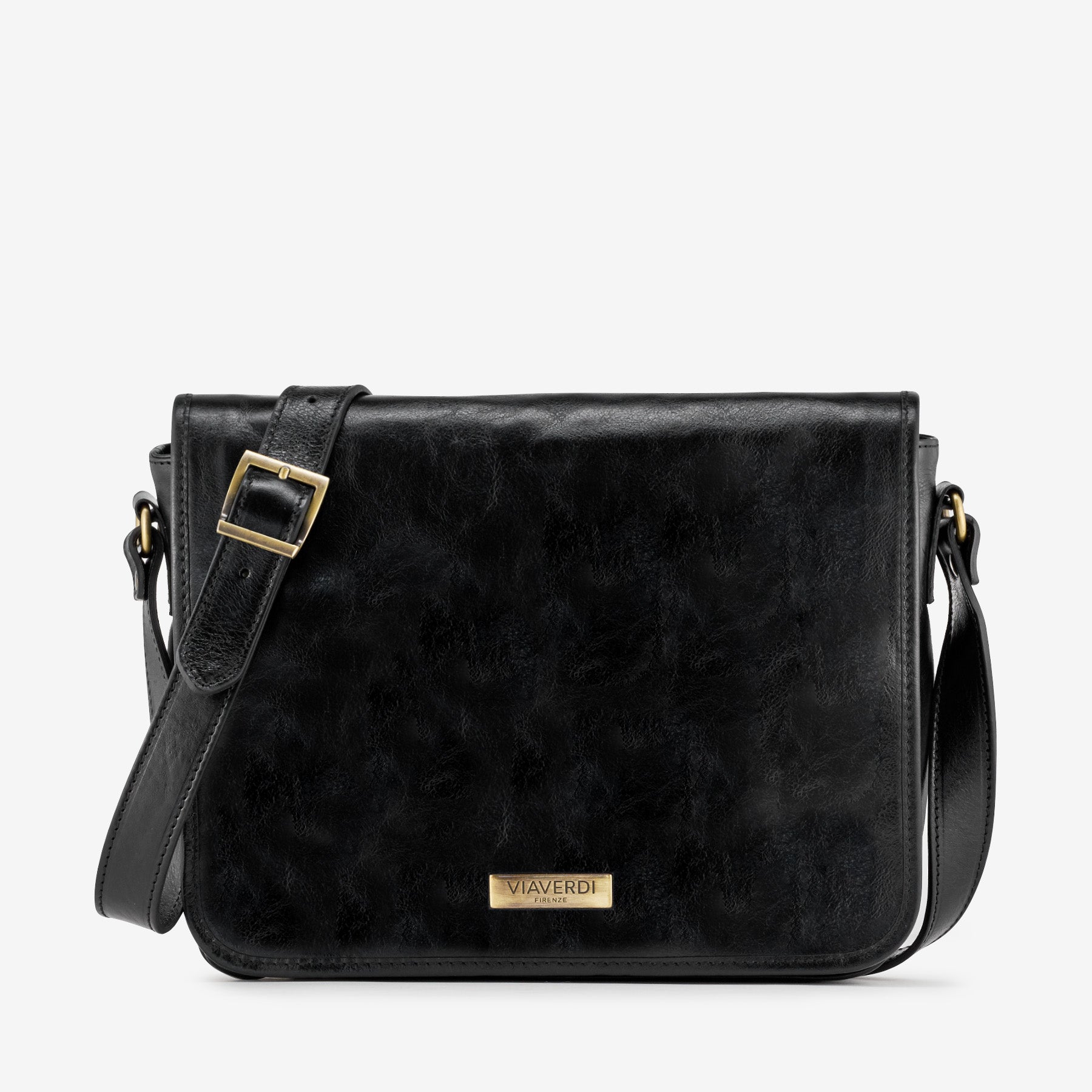 Borsa Messenger a Tracolla in Pelle Nera VIAVERDI Made in Italy