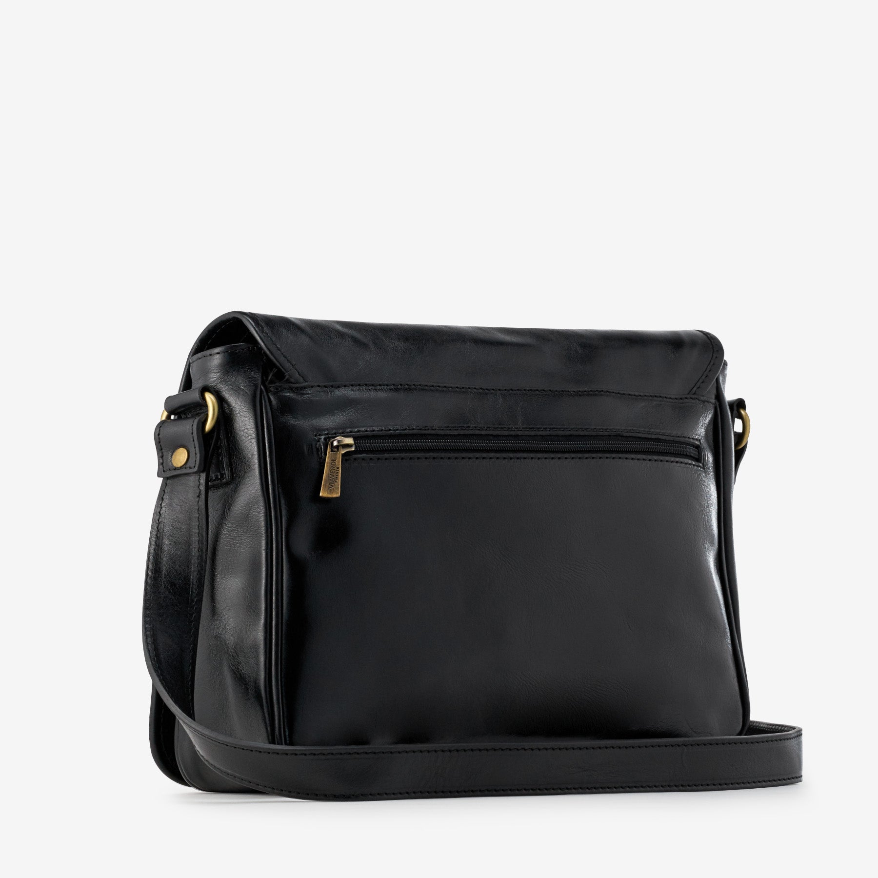 Borsa Messenger a Tracolla in Pelle Nera VIAVERDI Made in Italy