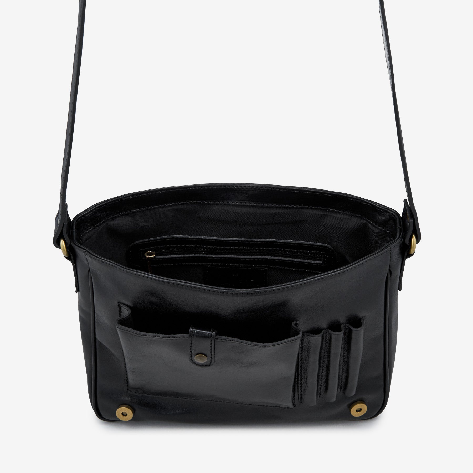 Borsa Messenger a Tracolla in Pelle Nera VIAVERDI Made in Italy