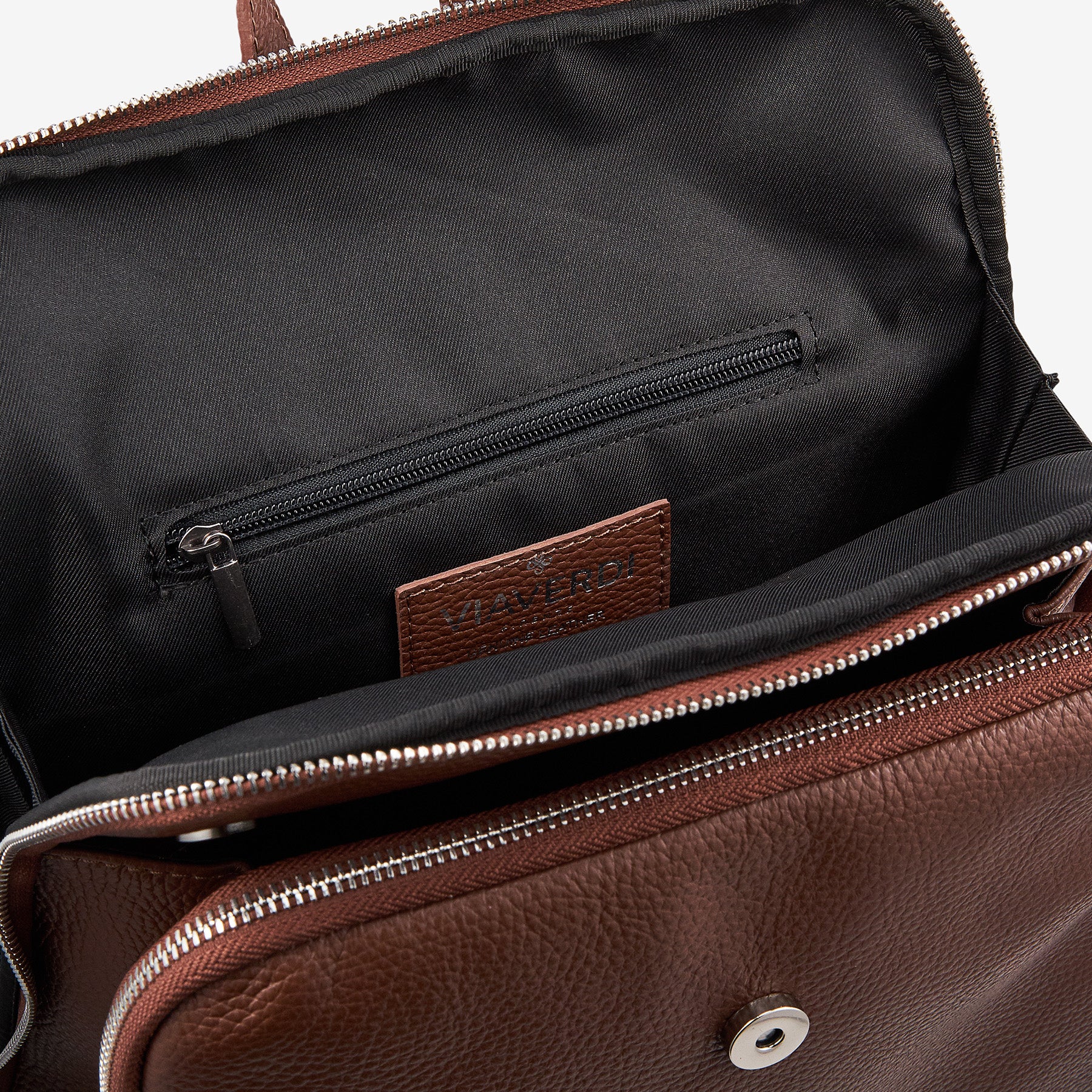 Zaino in Pelle Marrone Martellata VIAVERDI Made in Italy