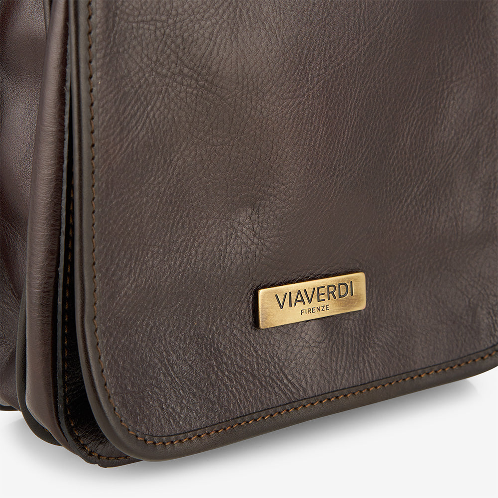 Bolso de Hombro de Piel Marrón VIAVERDI Made in Italy