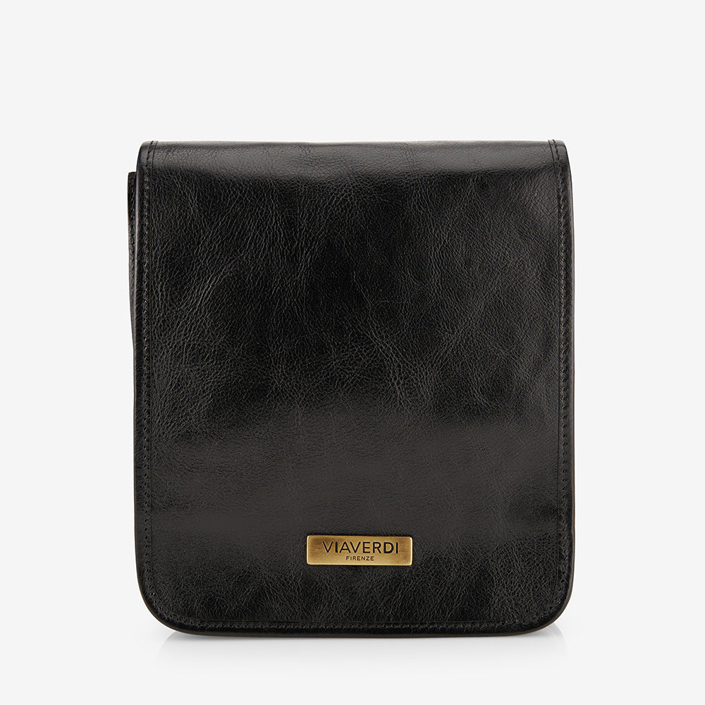 Schwarze VIAVERDI-Ledertasche, hergestellt in Italien