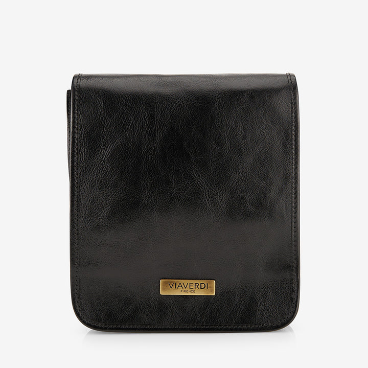 Schwarze VIAVERDI-Ledertasche, hergestellt in Italien