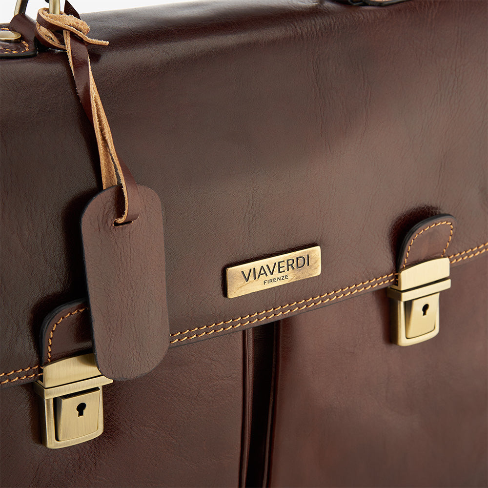 Bolso de Trabajo de Piel Marrón VIAVERDI Made in Italy