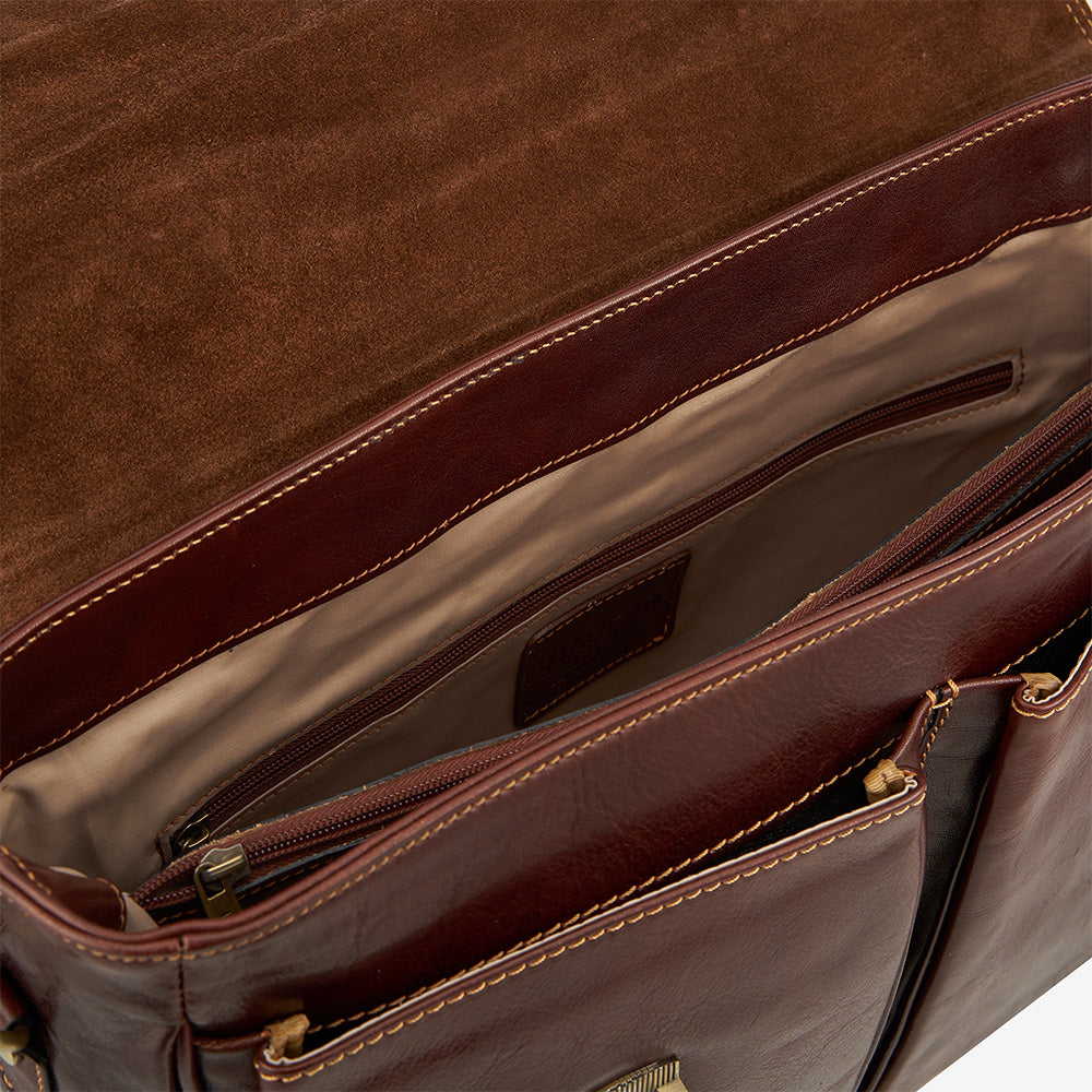 Bolso de Trabajo de Piel Marrón VIAVERDI Made in Italy