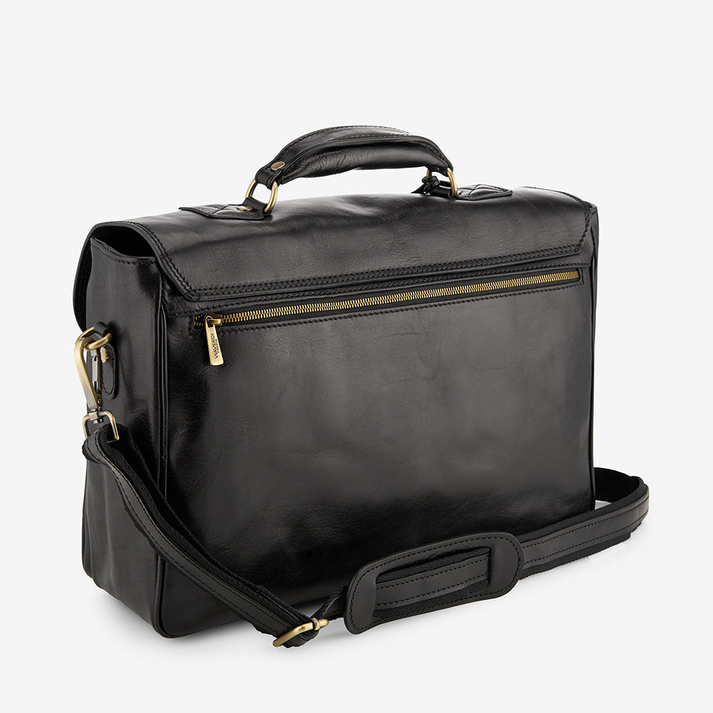 Cartella da Lavoro in Pelle Nera VIAVERDI Made in Italy linea Firenze