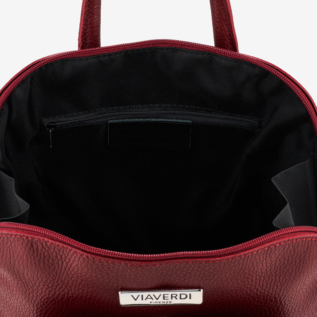 VIAVERDI Damenrucksack aus rotem Leder, hergestellt in Italien