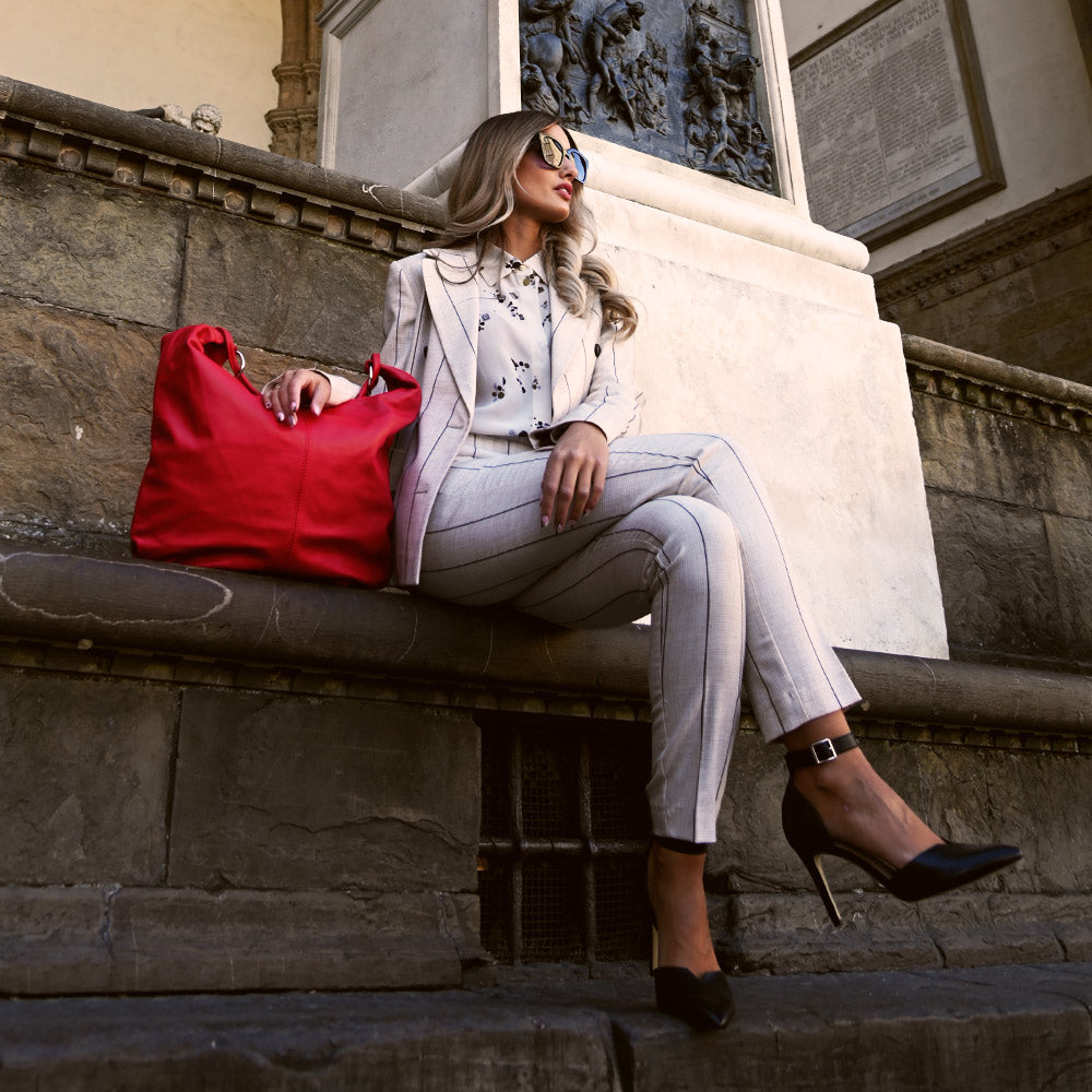 Borsa Hobo in Pelle Rossa VIAVERDI Made in Italy