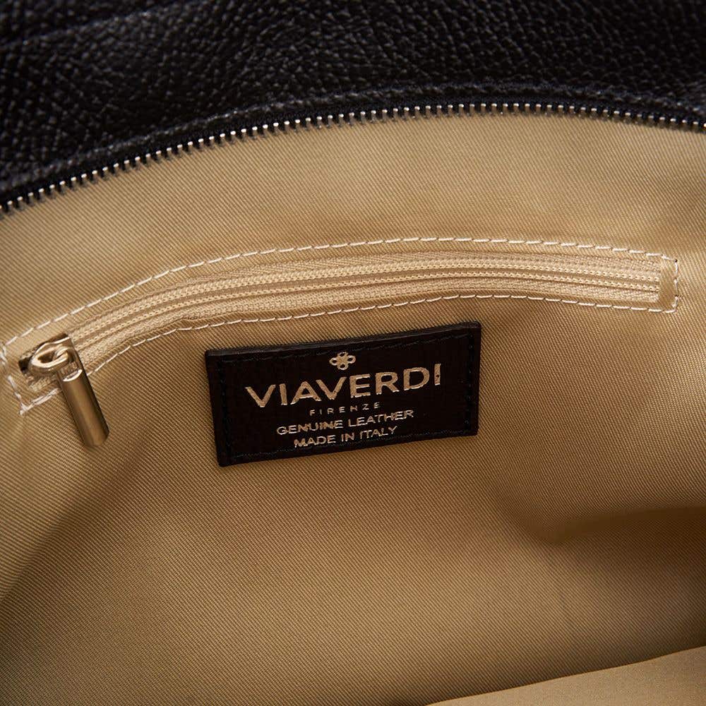 Borsa Tote in Pelle Nera VIAVERDI Made in Italy