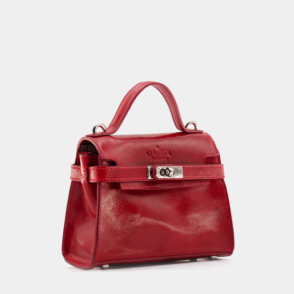 Borsa a Mano VIAVERDI in Pelle Rossa Made in Italy linea Firenze