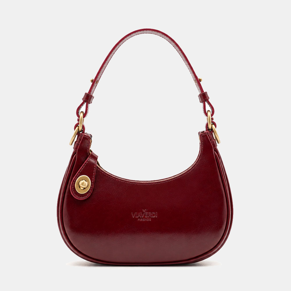 Handtasche klein ViaVerdi in Bordeaux Leder Made in Italy – Linie Firenze
