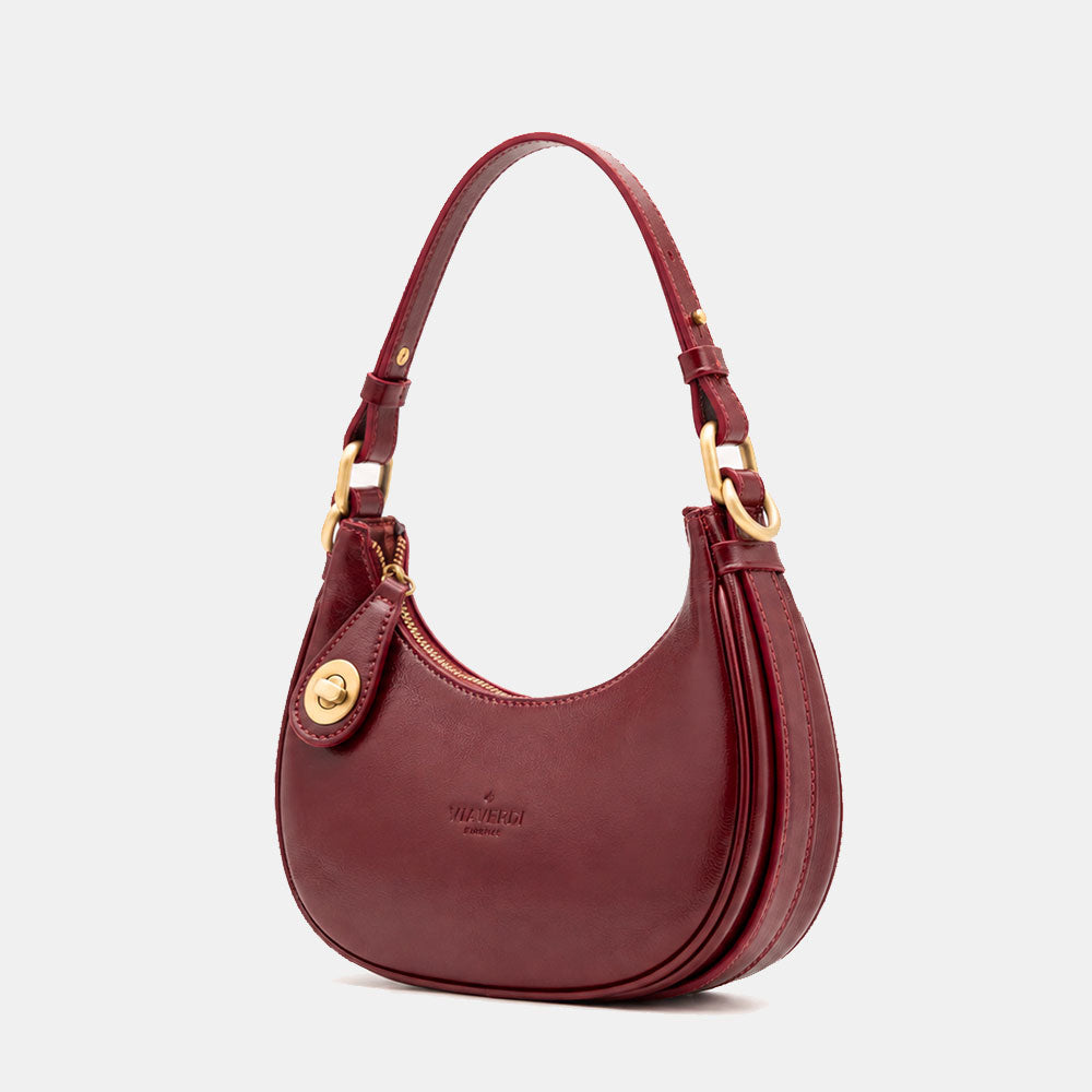 Handtasche klein ViaVerdi in Bordeaux Leder Made in Italy – Linie Firenze
