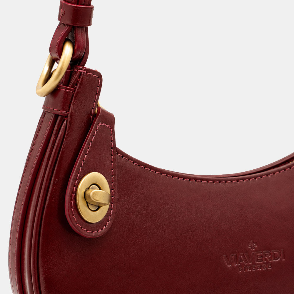 Handtasche klein ViaVerdi in Bordeaux Leder Made in Italy – Linie Firenze
