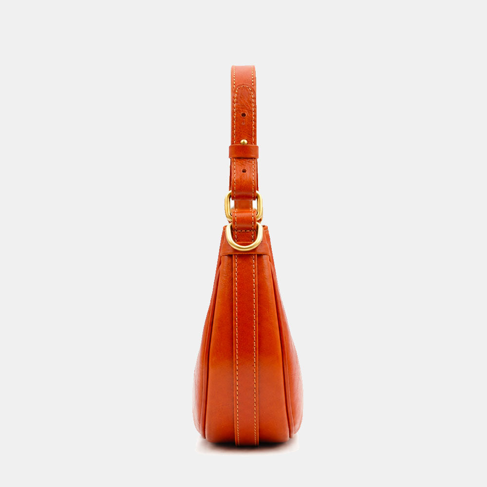 Borsa Piccola a Mano VIAVERDI in Pelle color Cuoio Made in Italy linea Firenze