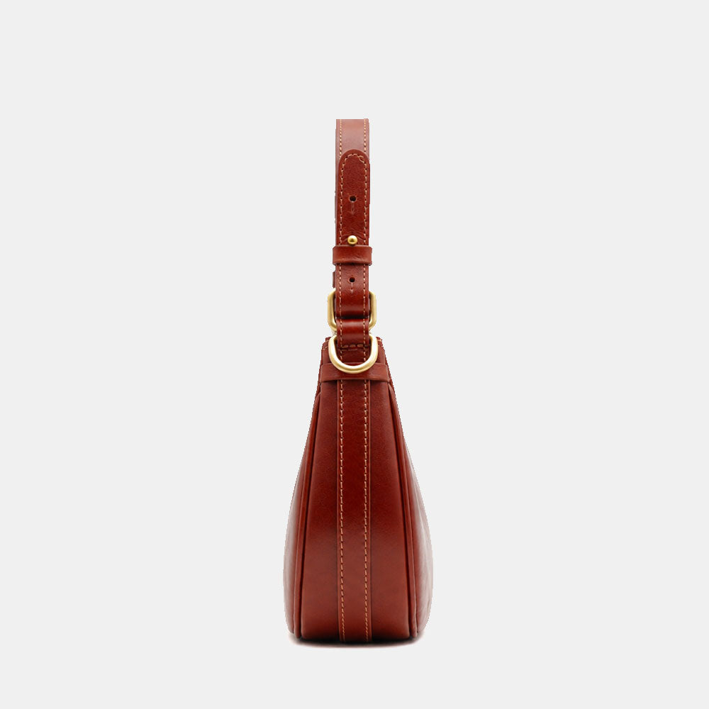 Borsa Piccola a Mano VIAVERDI in Pelle Marrone Made in Italy linea Firenze