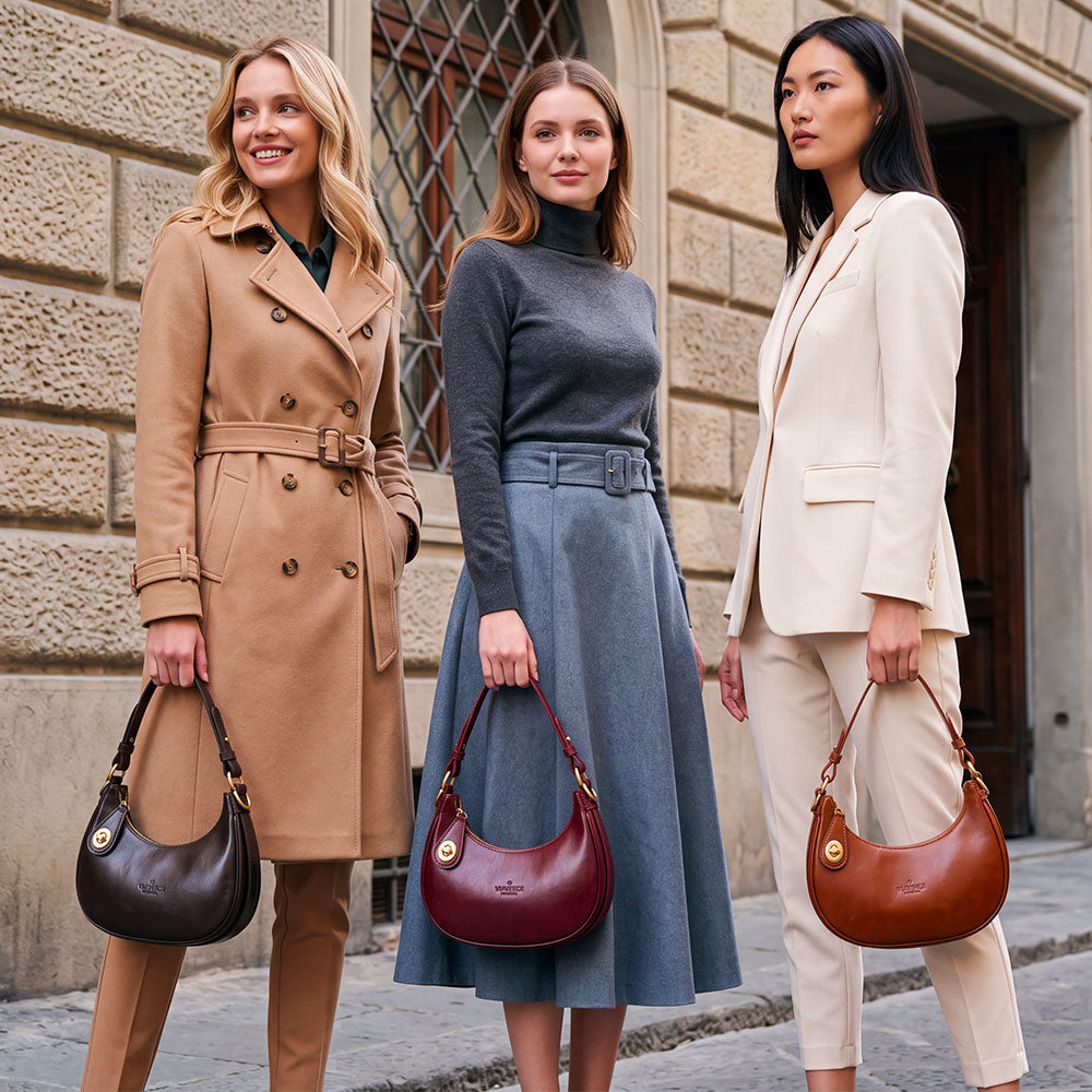 Borsa Piccola a Mano VIAVERDI in Pelle Nera Made in Italy linea Firenze