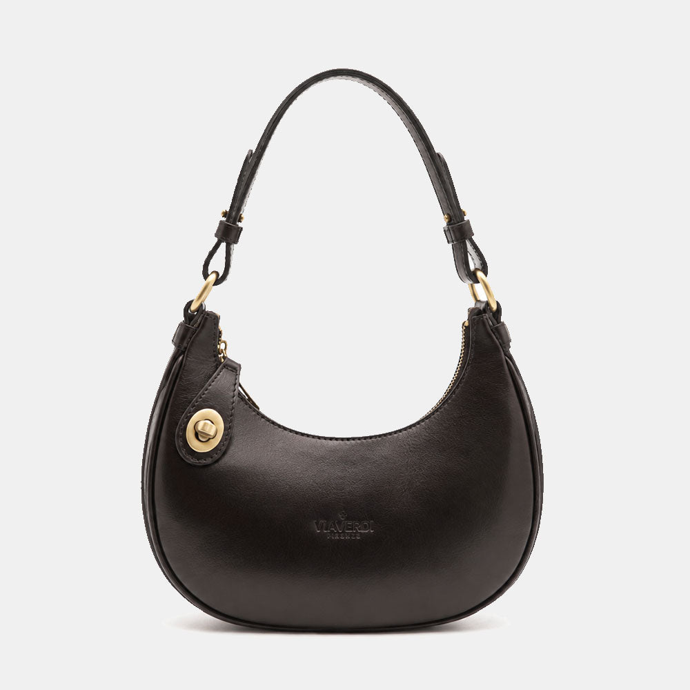 Borsa Piccola a Mano VIAVERDI in Pelle Nera Made in Italy linea Firenze